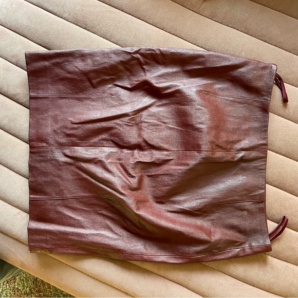 The Row Ebarg Leather Mini Skirt Plum - Picture 4 of 10